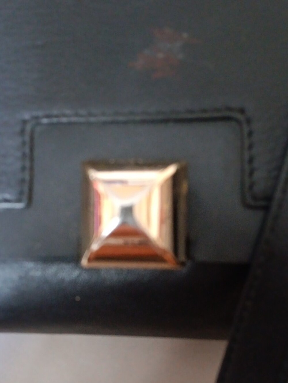Furla Black Leather Shoulder Bag with Gold Pyramid Clasp.Preloved - Picture 4 of 10